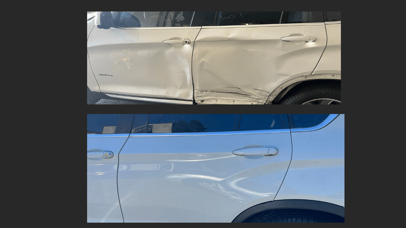 Before and after repair on a 2018 bmw x4